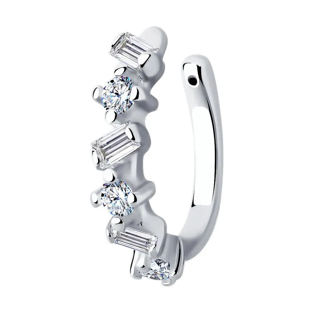 Серебряная серьга с фианитом, 0,73 г, код 196256