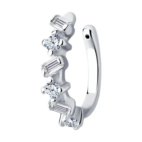 Фианит қондырылған күміс сырға, 0,73 г, коды 196256