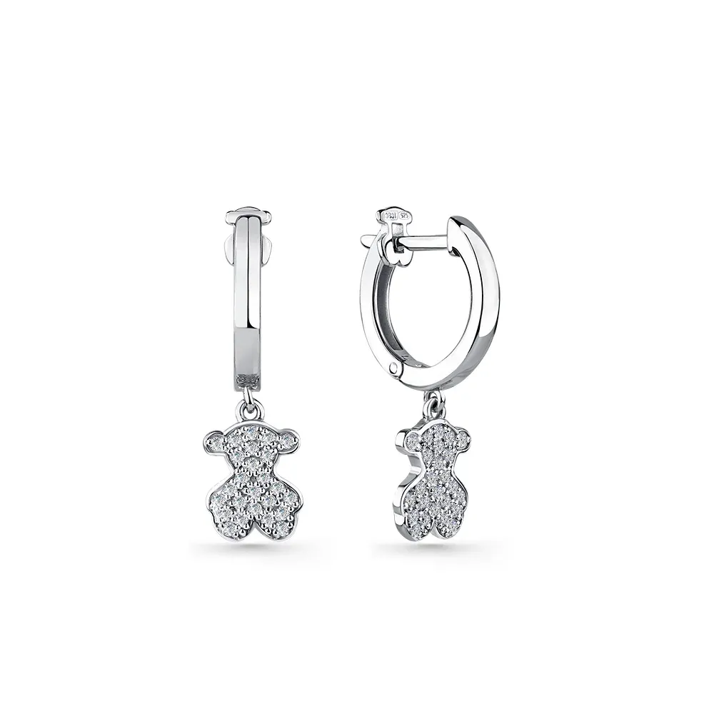 Серебряные серьги с фианитом, 4,75 г, код 191934