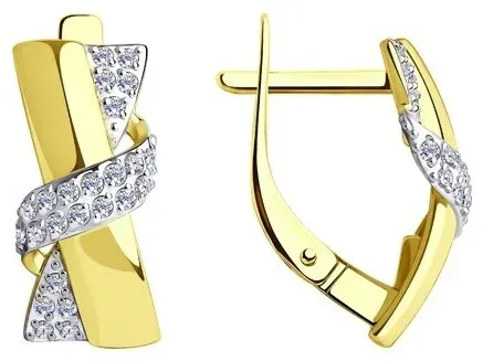 Фианит қондырылған алтын сырға, 2,96 г, коды 196131