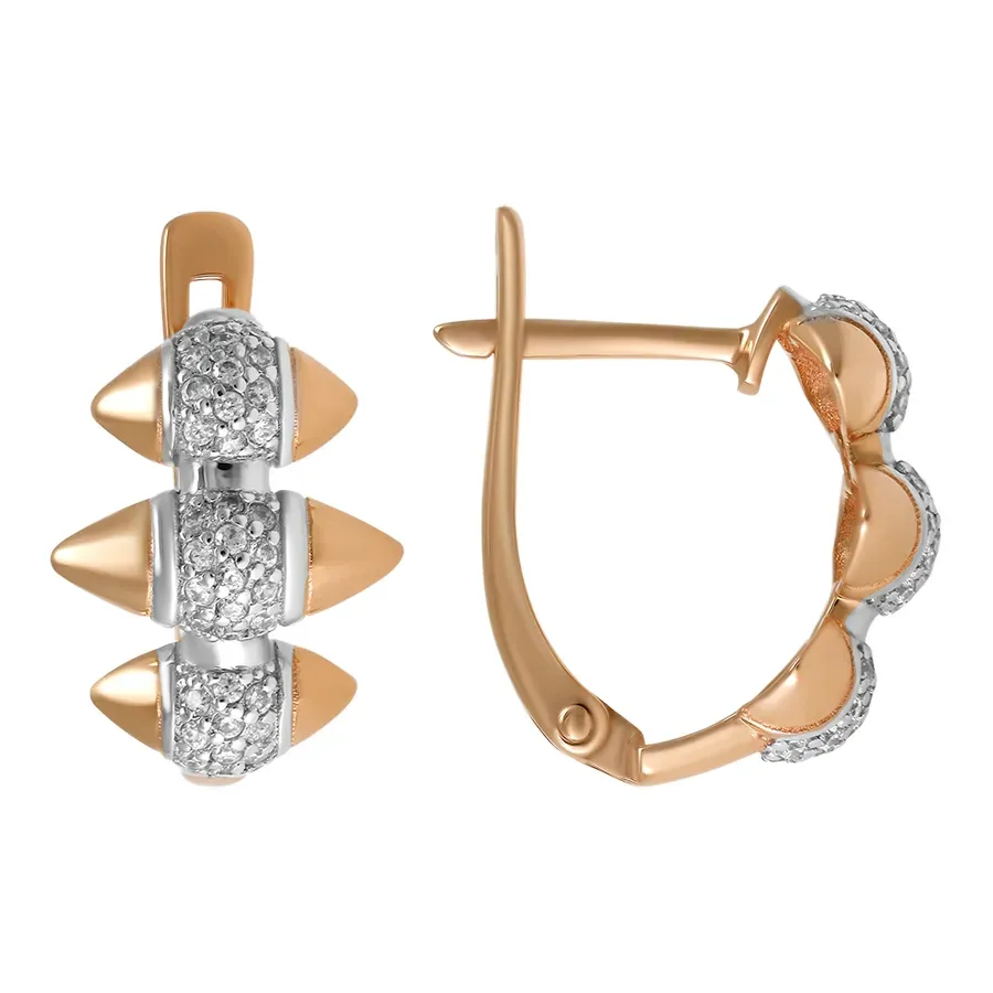 Золотые серьги с фианитом, 2,99 г