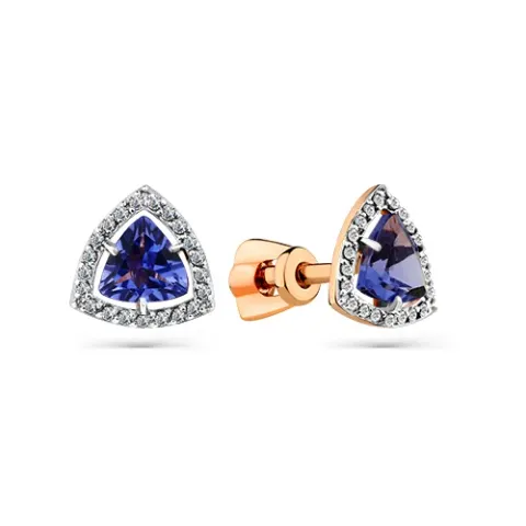 Танзанит қондырылған алтын сырға, 1,6 г