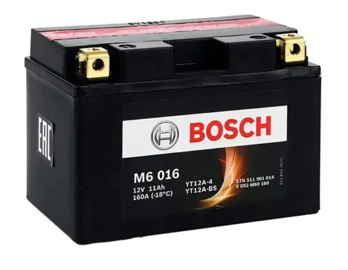 Аккумулятор Bosch M6 016 AGM YT12A-BS 11 Ач 160 А