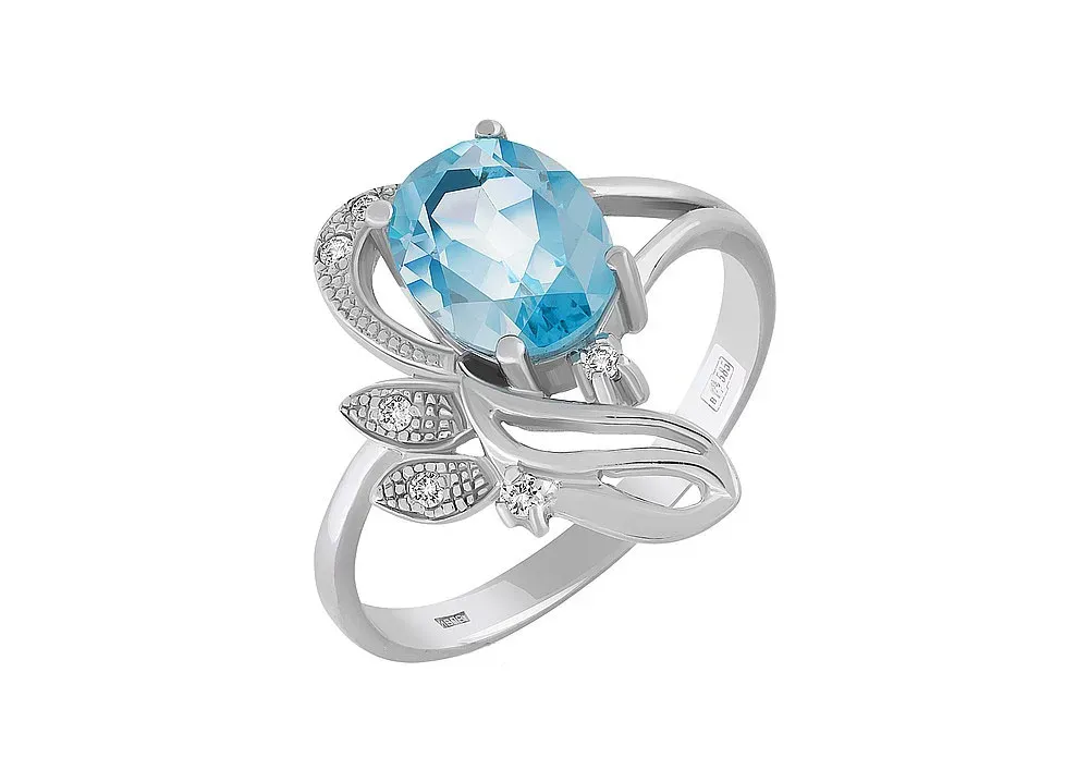 Топаз қондырылған алтын сақина, 1 г, коды 39130