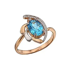 Топаз қондырылған алтын сақина, 1 г, коды 36251