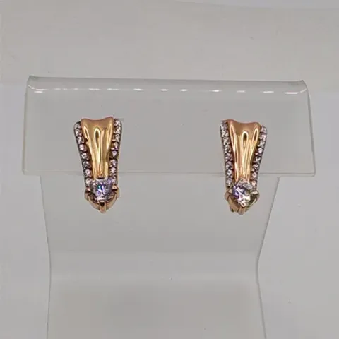 Фианит қондырылған алтын сырға, 3,45 г, коды 179738