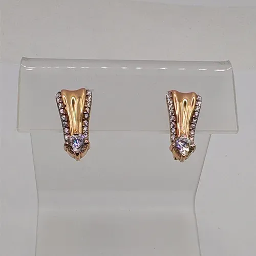 Фианит қондырылған алтын сырға, 3,45 г, коды 179738