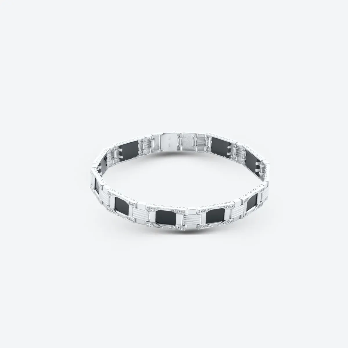 Серебряный браслет с ониксом, 16,13 г