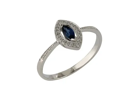 Сапфир қондырылған алтын сақина, 1 г, коды 107110