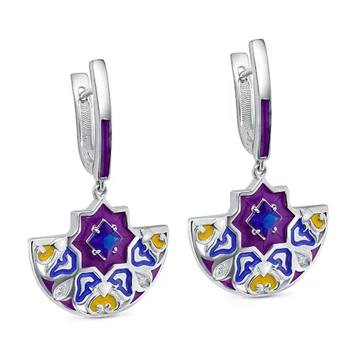 Серебряные серьги с фианитом, 6,81 г
