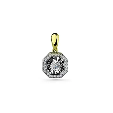 Бриллиант қондырылған алтын аспа, 1,25 г, коды 195884