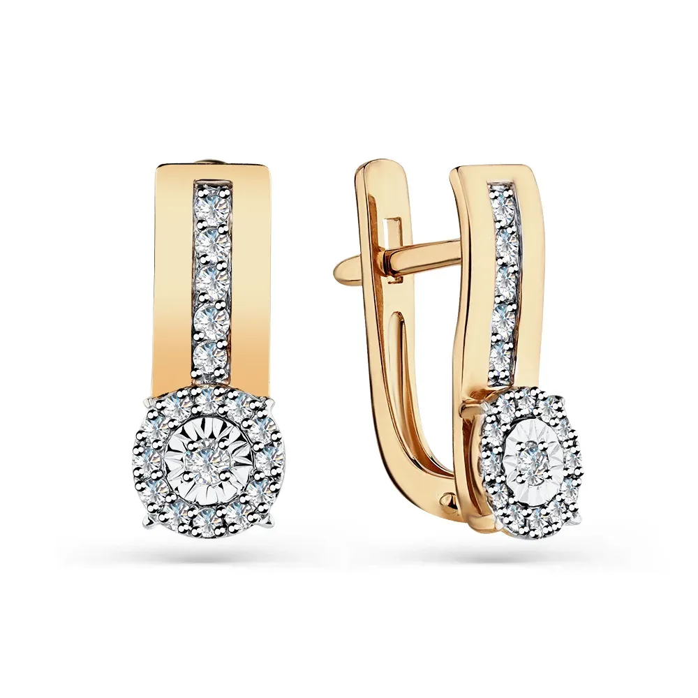 Фианит қондырылған күміс сырға, 2,09 г, коды 196055