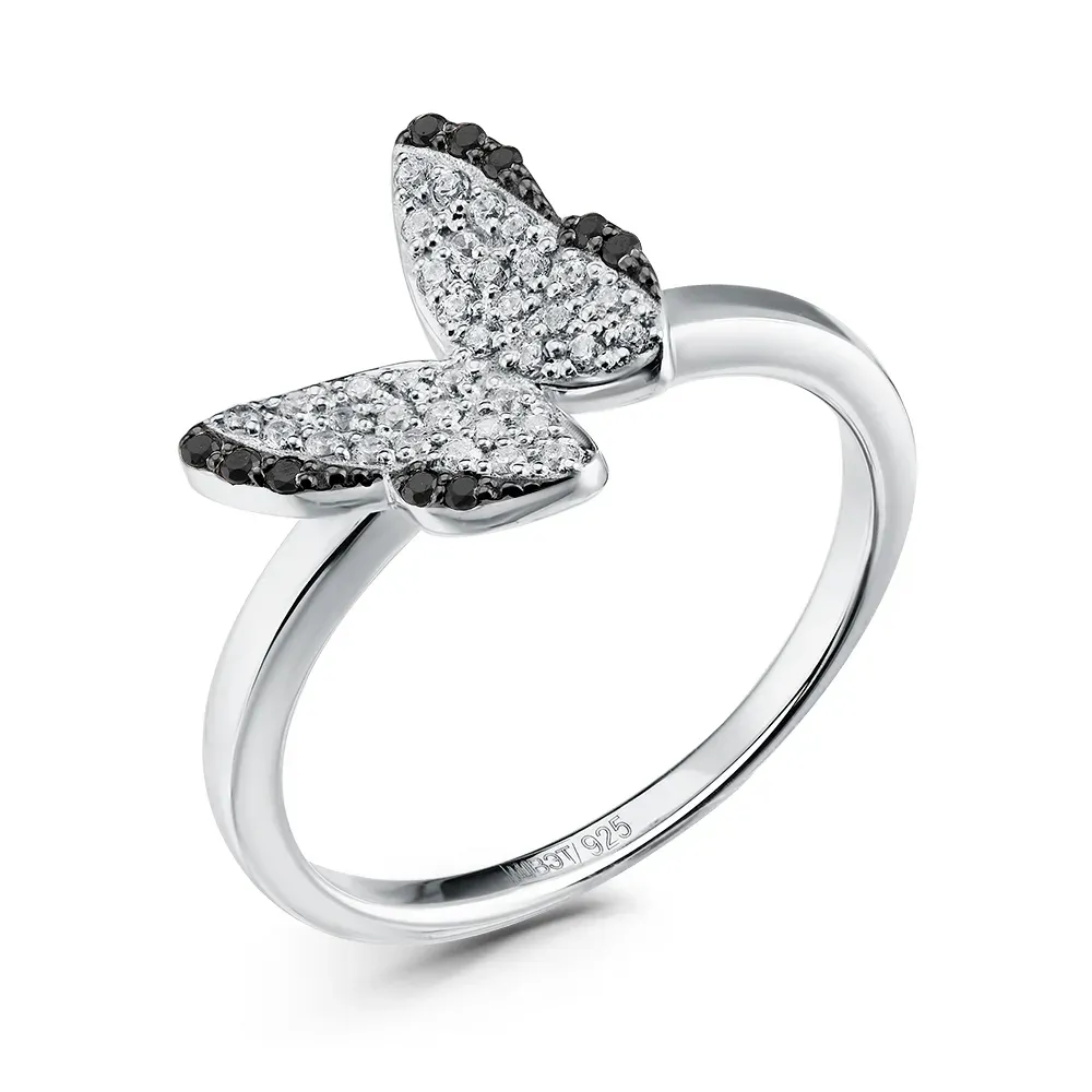 Серебряное кольцо с фианитом, 2,53 г, р. 17