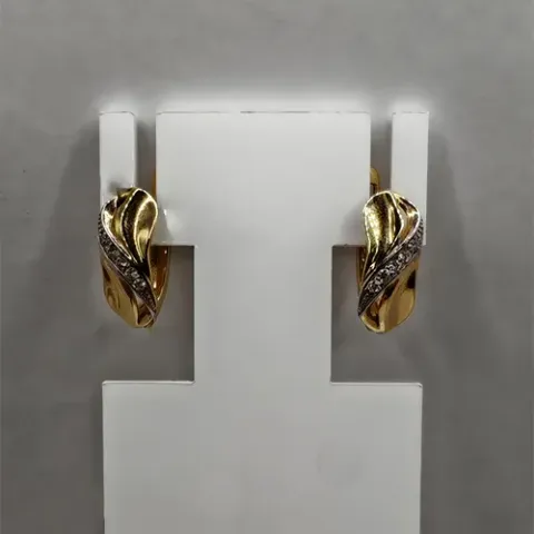 Фианит қондырылған алтын сырға, 3,25 г
