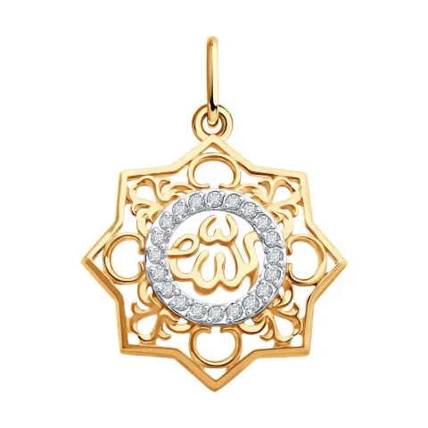 Фианит қондырылған алтын аспа, 1,2 г, коды 196127