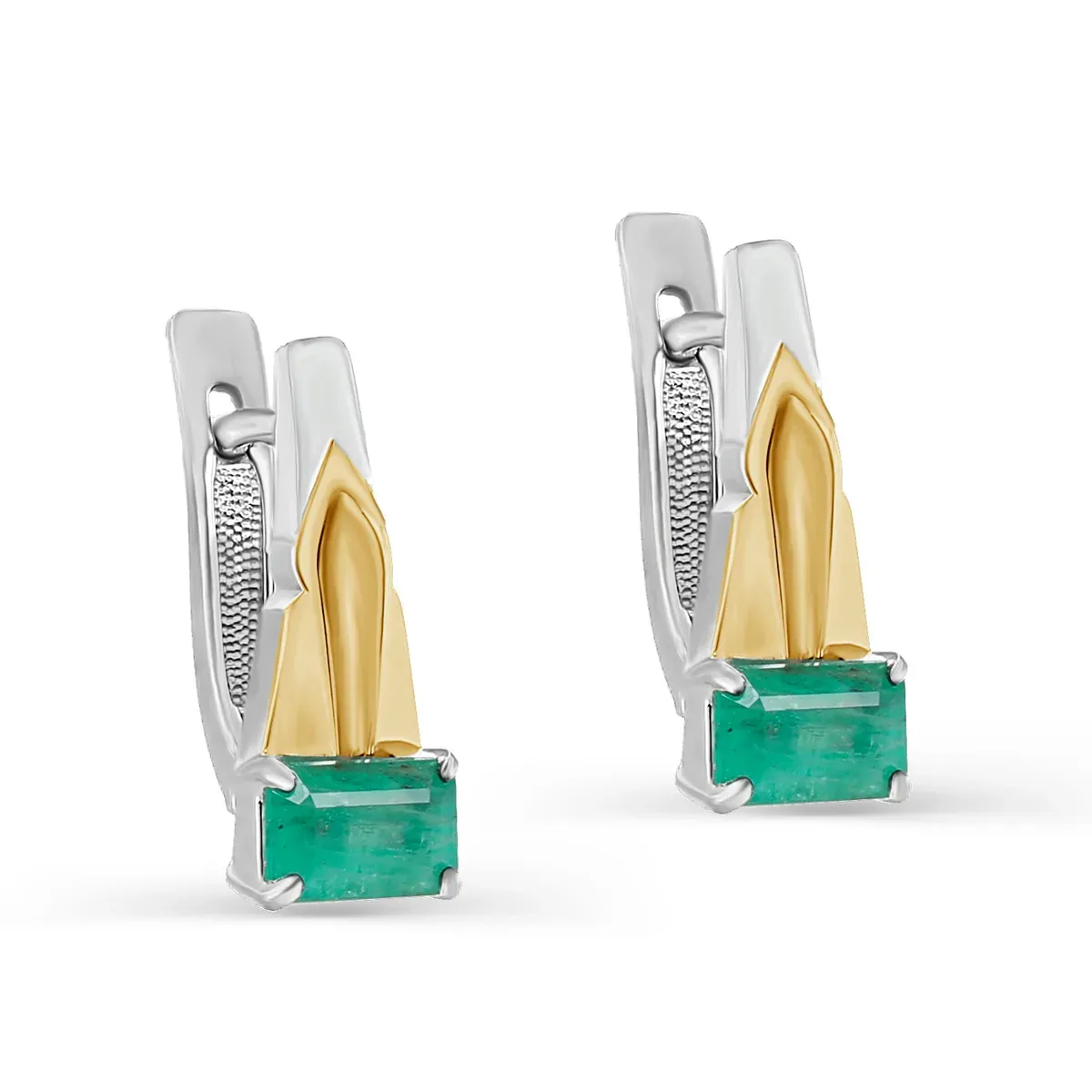 Серебряные серьги с изумрудом, 2,88 г