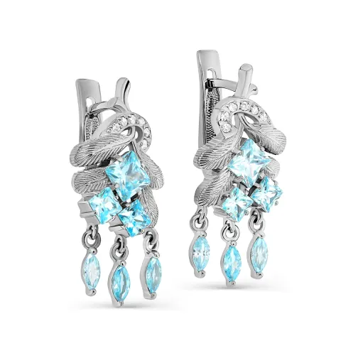 Фианит қондырылған күміс сырға, 4,75 г, коды 193632