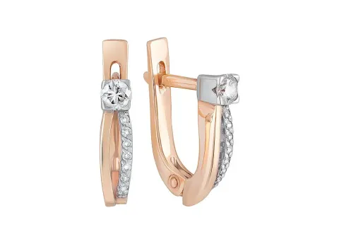 Бриллиант қондырылған алтын сырға, 2,82 г