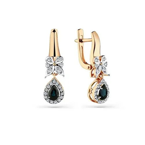 Золотые серьги с сапфиром, 4,94 г