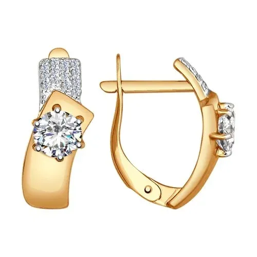 Золотые серьги с фианитом, 2,84 г