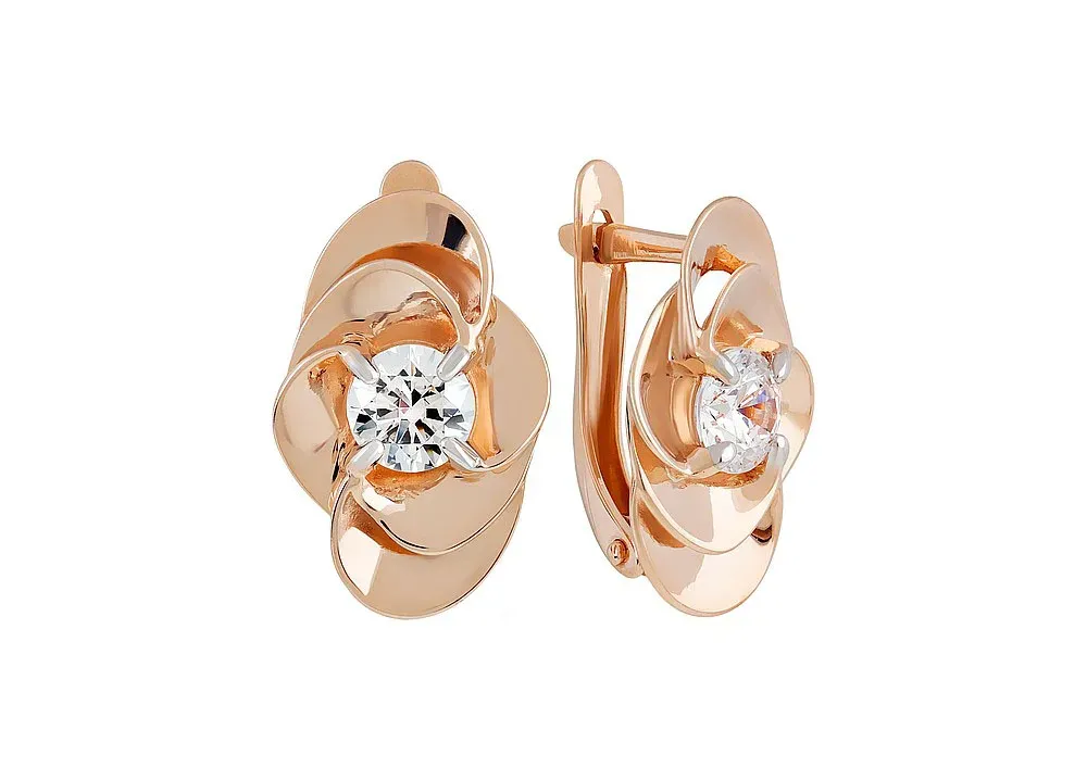 Золотые серьги с фианитом, 3,98 г