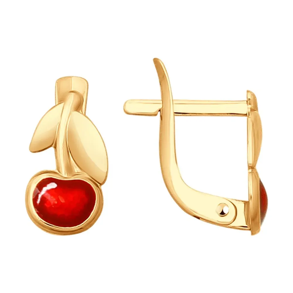 Серьги с эмалью, 0,94 г