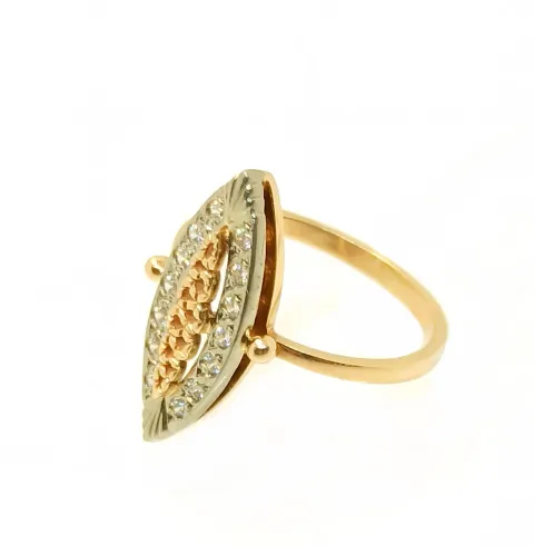 Фианит қондырылған алтын сақина, өлш. 17,5, коды 115069