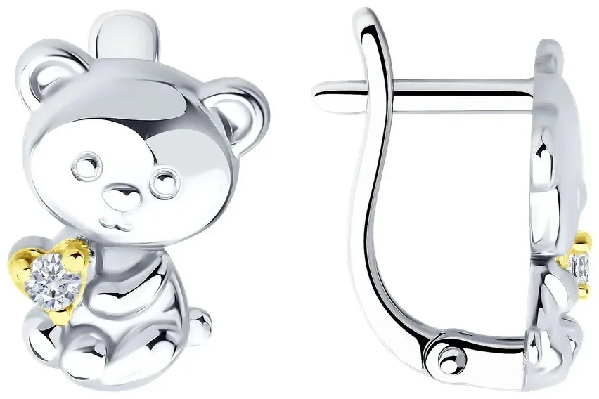 Фианит қондырылған күміс сырға, 2,2 г