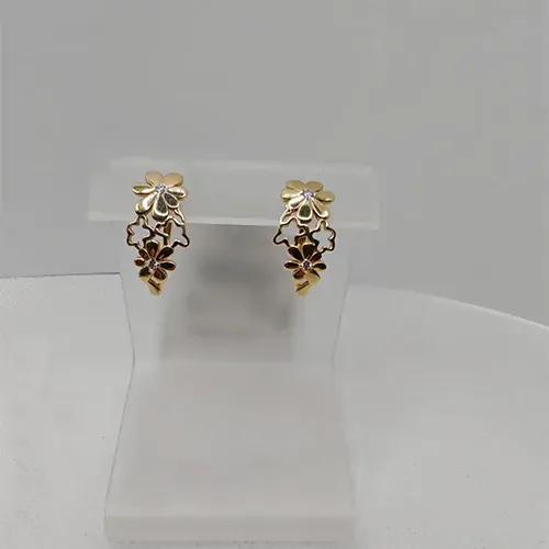 Золотые серьги с фианитом, 3,76 г, код 188132