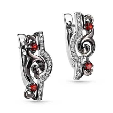 Фианит қондырылған күміс сырға, 2,58 г, коды 196377