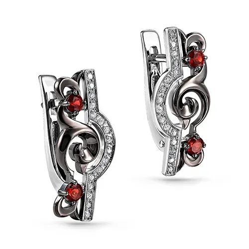 Серебряные серьги с фианитом, 2,58 г, код 196377