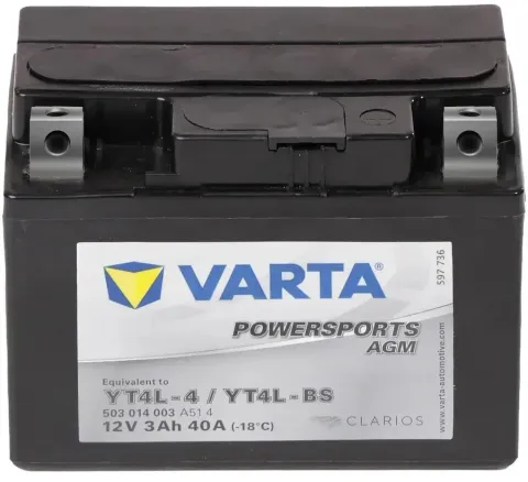 Аккумулятор VARTA Powersports AGM YT4L-BS 3 Ач 30 А