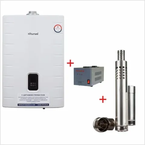Газовый котёл Kiturami World Alpha WA30 + стабилизатор Ресанта