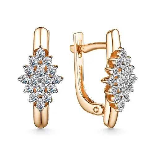 Золотые серьги с фианитом, 2,06 г